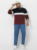 Plus Men's Black, White, Maroon Color-Block Regular Fit Full Sleeve Cotton T-Shirt