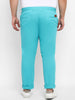 Plus Men's Blue Cotton Light Weight Non-Stretch Regular Fit Casual Trousers
