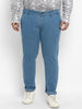 Plus Men's Light Blue Regular Fit Washed Jeans Stretchable