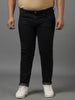 Plus Men's Dark Brown Regular Fit Solid Jeans Stretchable