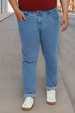 Plus Men's Light Blue Regular Fit Denim Jeans Stretchable