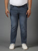 Plus Men's Grey Regular Fit Washed Jeans Stretchable