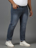 Plus Men's Grey Regular Fit Washed Jeans Stretchable