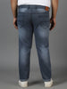 Plus Men's Grey Regular Fit Washed Jeans Stretchable