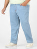 Plus Men's Ice Blue Regular Fit Washed Jeans Stretchable