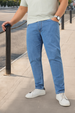 Plus Men's Light Blue Regular Fit Solid Jeans Stretchable