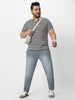 Plus Men's Light Grey Regular Fit Washed Jeans Stretchable