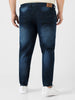 Plus Men's Carbon Blue Regular Fit Washed Jeans Stretchable