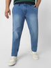 Plus Men's Light Blue Regular Fit Denim Jeans Stretchable