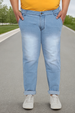 Plus Men's Light Blue Regular Fit Denim Jeans Stretchable