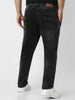 Plus Men's Black Regular Fit Washed Jeans Stretchable