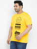 Urbano Plus Men's Yellow Graphic Printed Half Sleeve Regular Fit Cotton T-Shirt