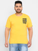 Urbano Plus Men's Yellow Graphic Printed Half Sleeve Regular Fit Cotton T-Shirt