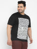 Urbano Plus Men's Black Graphic Printed Half Sleeve Regular Fit Cotton T-Shirt