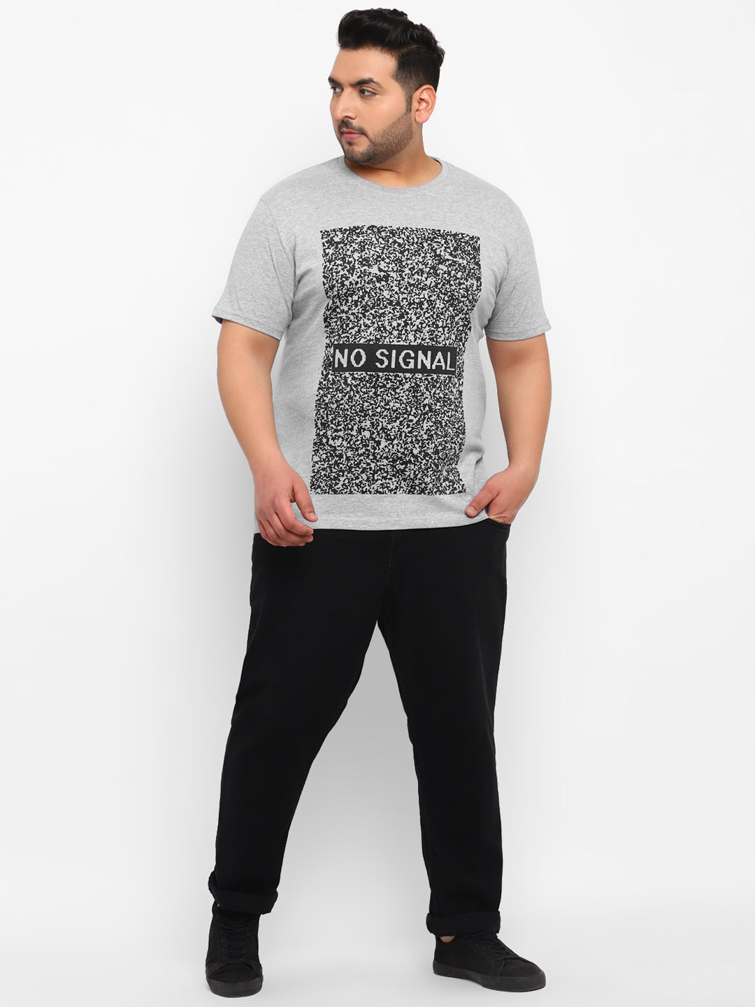 Urbano Plus Men's Grey Graphic Printed Half Sleeve Regular Fit Cotton T-Shirt