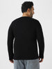 Plus Men's Black Solid Henley Neck Regular Fit Full Sleeve Cotton T-Shirt