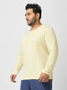 Plus Men's Cloud Cream Solid Henley Neck Regular Fit Full Sleeve Cotton T-Shirt