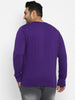 Plus Men's Purple Solid Henley Neck Regular Fit Full Sleeve Cotton T-Shirt