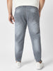 Plus Men's Light Grey Regular Fit Jogger Jeans Stretch