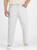 Plus Men's Whitish Grey Regular Fit Washed Jeans Stretchable