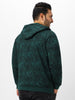 Plus Men's Dark Green Regular Fit Printed Full Sleeve Casual Winterwear Hooded Sweatshirt