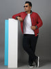 Plus Men's Maroon Full Sleeve Zippered Bomber Jacket