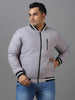 Plus Men's Grey Full Sleeve Zippered Bomber Jacket