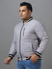 Plus Men's Grey Full Sleeve Zippered Bomber Jacket