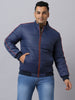 Plus Men's Dark Blue Full Sleeve Zippered Puffer Jacket