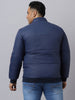 Plus Men's Dark Blue Full Sleeve Zippered Puffer Jacket