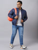 Plus Men's Dark Blue Full Sleeve Zippered Puffer Jacket