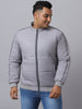 Plus Men's Grey Full Sleeve Zippered Puffer Jacket