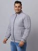 Plus Men's Grey Full Sleeve Zippered Puffer Jacket