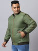 Plus Men's Green Full Sleeve Zippered Puffer Jacket