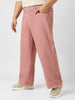 Plus Men's Dark Pink Loose Baggy Fit Washed Jeans Non-Stretchable