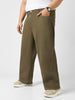 Plus Men's Khaki Loose Baggy Fit Washed Jeans Non-Stretchable