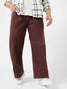 Plus Men's Brown Loose Baggy Fit Washed Jeans Non-Stretchable