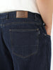 Plus Men's Dark Blue Loose Baggy Fit Washed Jeans Non-Stretchable