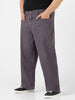 Plus Men's Purple Loose Baggy Fit Washed Jeans Non-Stretchable