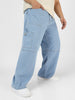 Plus Men's Ice Blue Loose Baggy Fit Washed Cargo Jeans With 6 Pockets Non-Stretchable