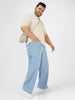 Plus Men's Ice Blue Loose Baggy Fit Washed Cargo Jeans With 6 Pockets Non-Stretchable