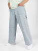 Plus Men's Ice Grey Loose Baggy Fit Washed Cargo Jeans With 6 Pockets Non-Stretchable