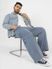 Plus Men's Light Grey Loose Baggy Fit Washed Cargo Jeans With 6 Pockets Non-Stretchable