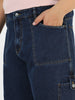 Plus Men's Blue Loose Baggy Fit Washed Cargo Jeans With 6 Pockets Non-Stretchable