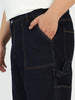 Plus Men's Dark Blue Loose Baggy  Fit Carpenter Cargo Jeans With 6 Pockets Non-Stretchable