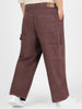 Plus Men's Dark Brown Loose Baggy  Fit Carpenter Cargo Jeans With 6 Pockets Non-Stretchable