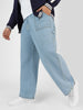 Plus Men's Ice Blue Loose Baggy  Fit Carpenter Cargo Jeans With 6 Pockets Non-Stretchable