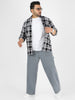 Plus Men's Light Grey Loose Baggy  Fit Carpenter Cargo Jeans With 6 Pockets Non-Stretchable