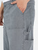 Plus Men's Light Grey Loose Baggy  Fit Carpenter Cargo Jeans With 6 Pockets Non-Stretchable