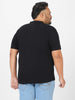 Plus Men's Black Solid Mandarin Collar Regular Fit Cotton T-Shirt